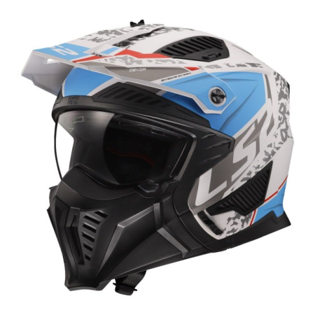 Kask z wypinaną szczęką LS2 Drifter Devor White Blue